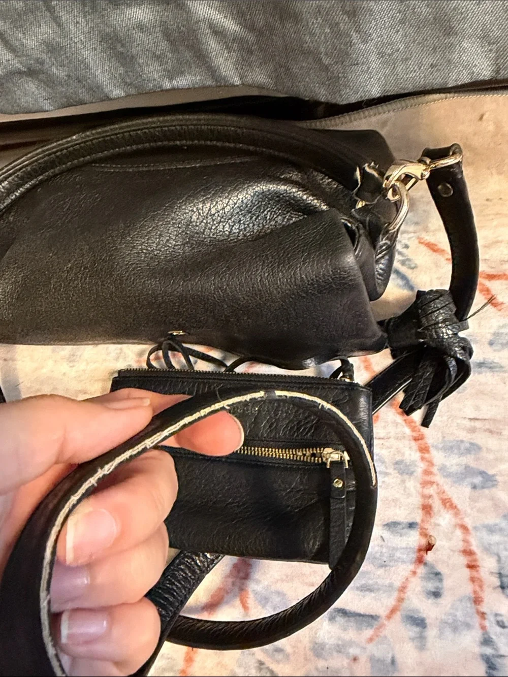 kate spade black pebbled